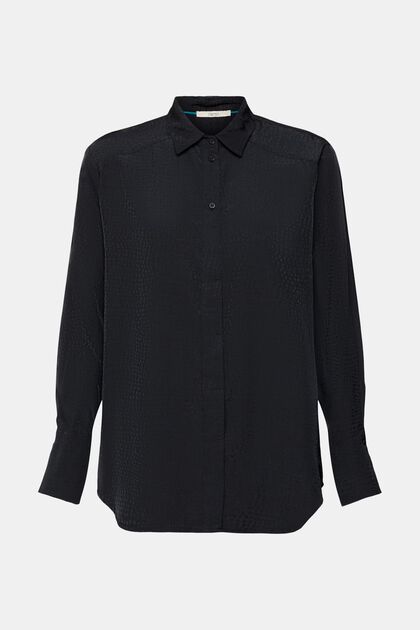 Satijnen blouse met motief, BLACK, overview