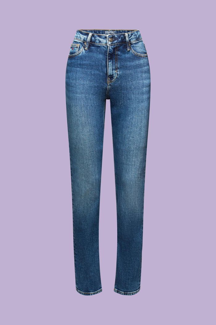 Retro slim jeans met hoge taille, BLUE MEDIUM WASHED, detail image number 6