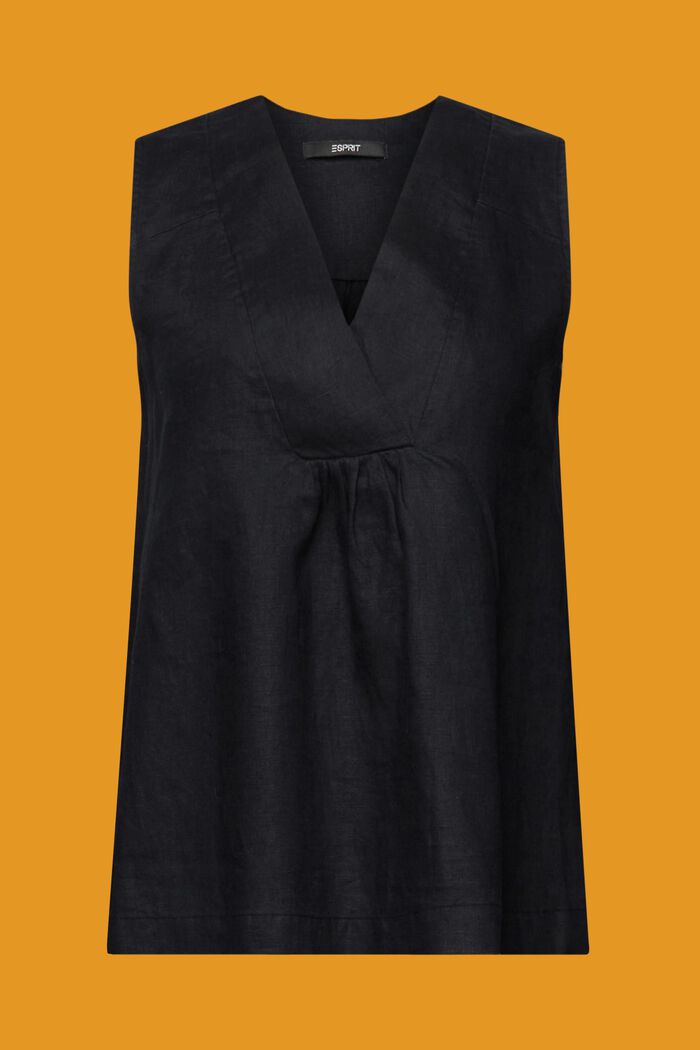 Mouwloze linnen babydoll-blouse, BLACK, detail image number 5