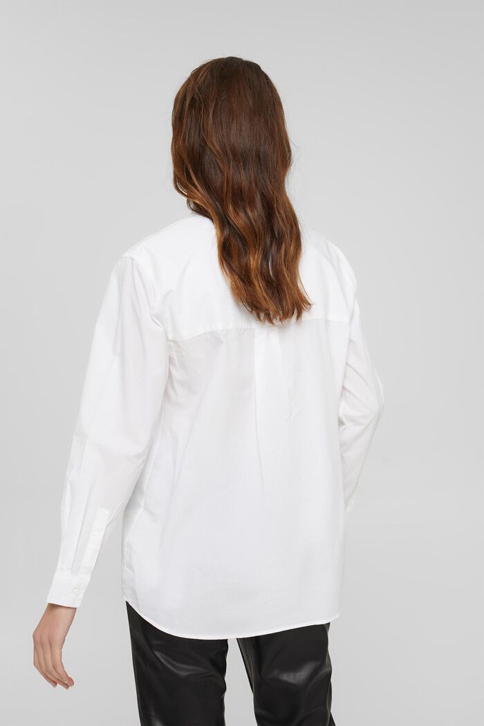 Overhemdblouse met opstaande kraag, organic cotton, WHITE, detail image number 3