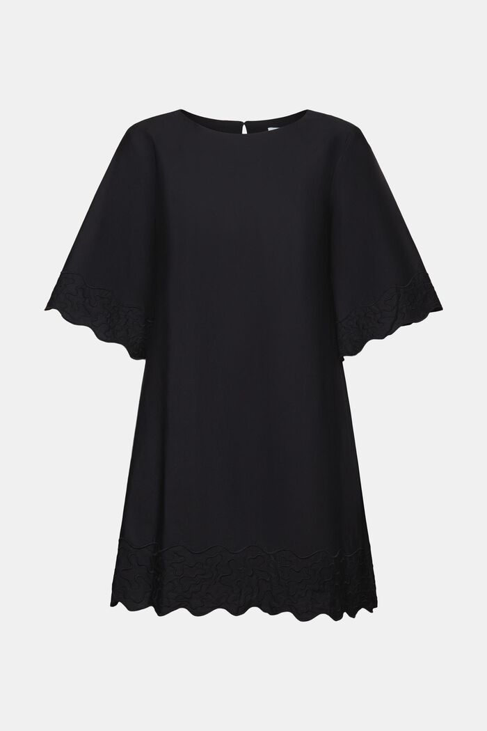 Mini-jurk met borduursel en klokmouwen, BLACK, detail image number 6
