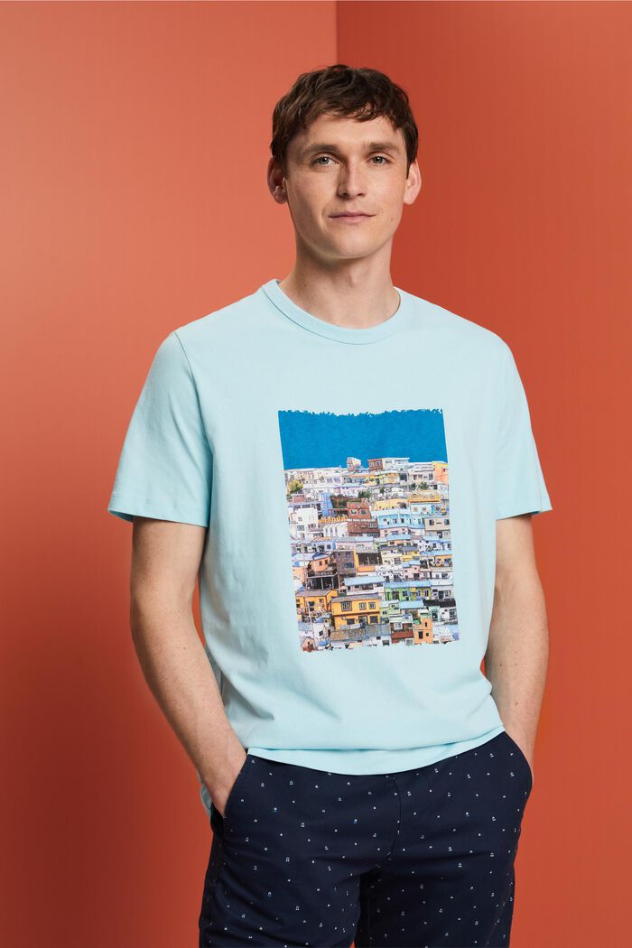 Jersey T-shirt met print, 100% katoen, LIGHT TURQUOISE, detail image number 0