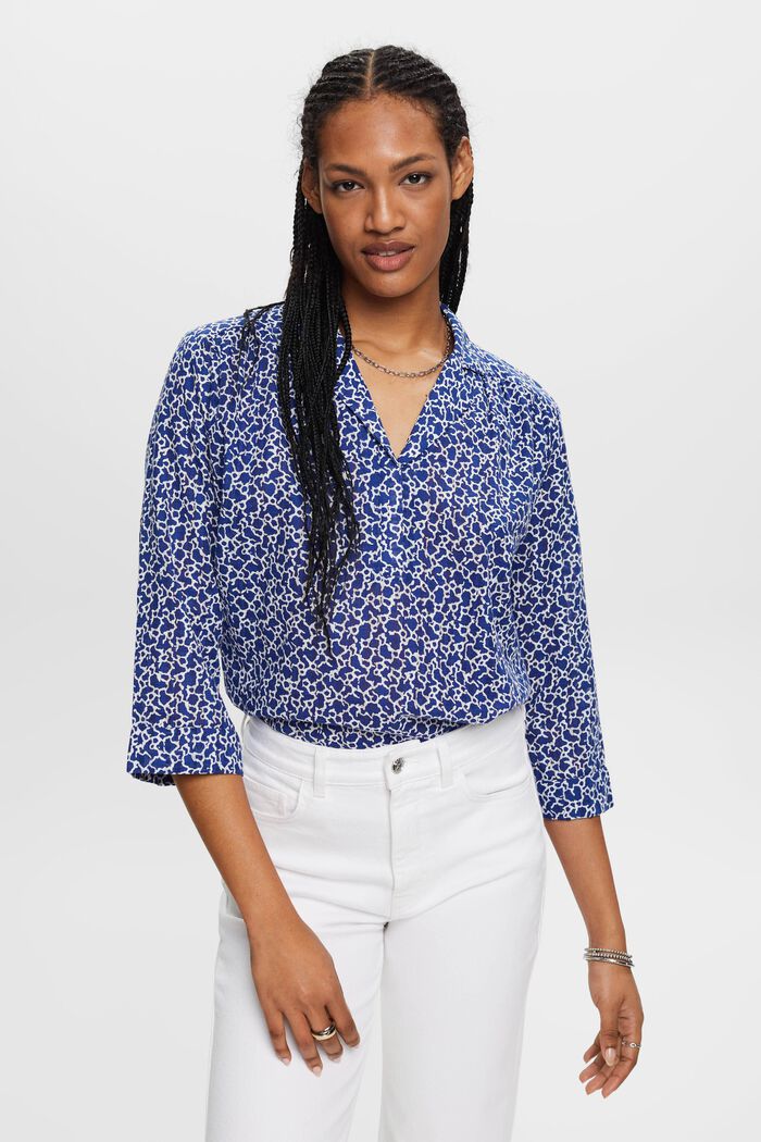 Katoenen blouse met bloemenprint, INK, detail image number 0