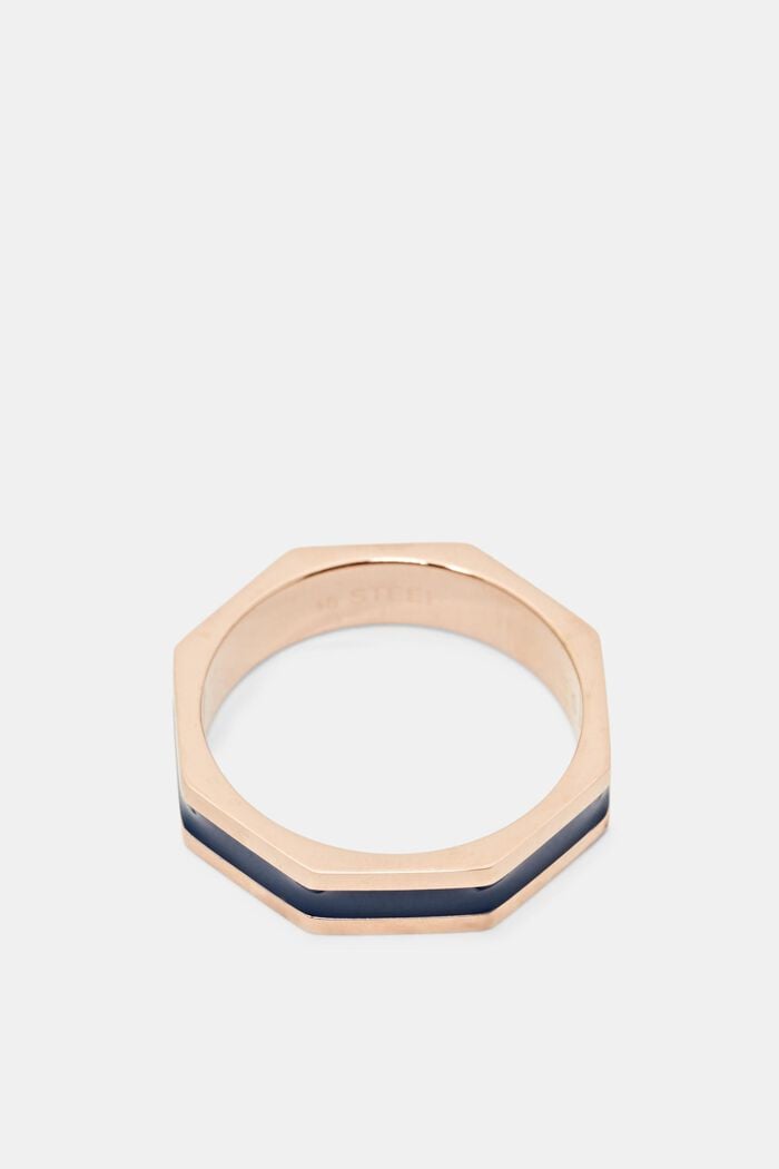 Hoekige, gekleurde ring, roestvrij staal, ROSEGOLD, detail image number 0