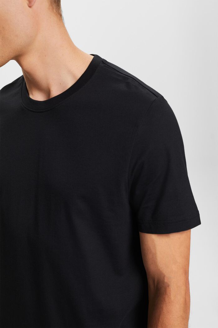 T-shirt van pima katoen-jersey met ronde hals, BLACK, detail image number 2
