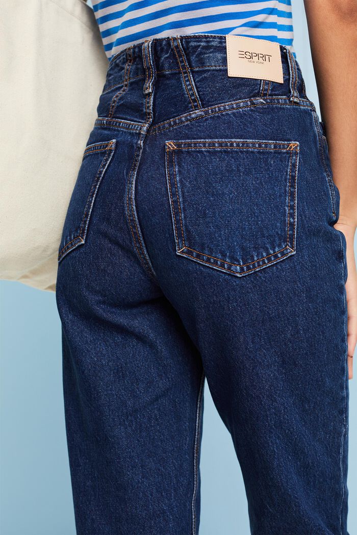 Straight jeans met hoge taille, BLUE DARK WASHED, detail image number 2
