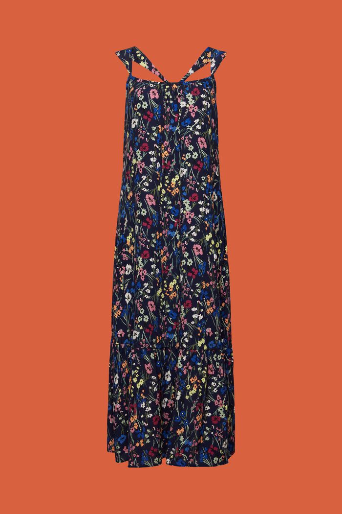 Midi-jurk met motief, NAVY, detail image number 6