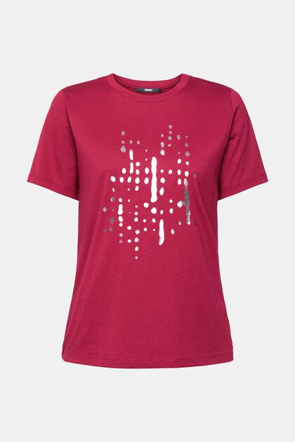 T-shirt met logo, TENCEL™-mix, CHERRY RED, overview