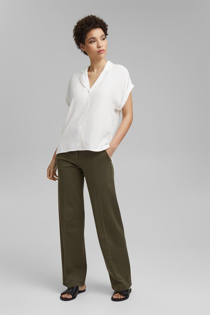 Top façon blouse à col pyjama, LENZING™ ECOVERO™, OFF WHITE, detail image number 6