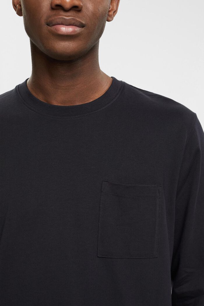 Jersey longsleeve, 100% katoen, BLACK, detail image number 0