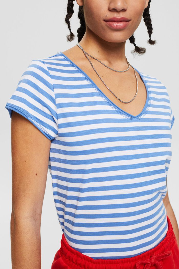 T-shirt à rayures en coton biologique, LIGHT BLUE LAVENDER, detail image number 0
