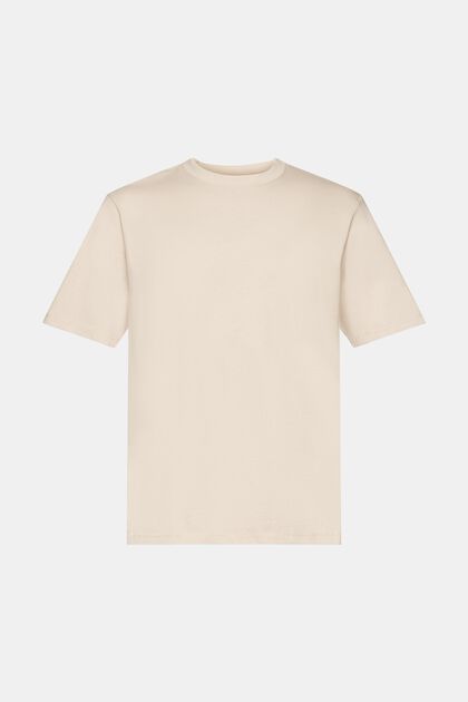 T-shirt à encolure ronde en coton, LIGHT TAUPE, overview