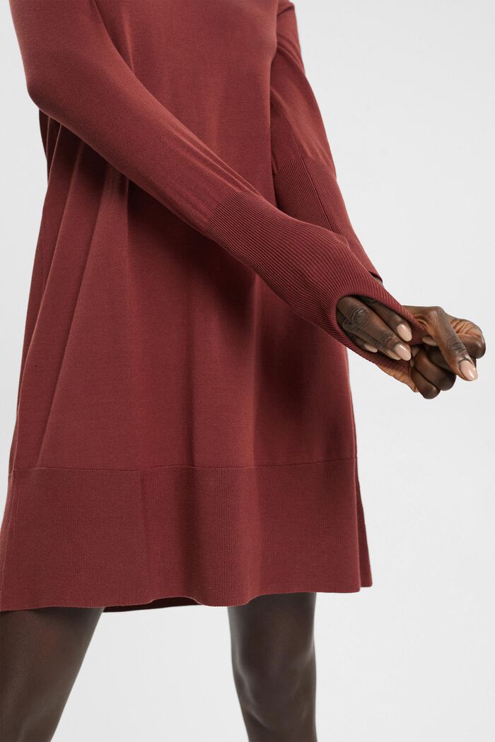 Gebreide mini-jurk, BORDEAUX RED, detail image number 0