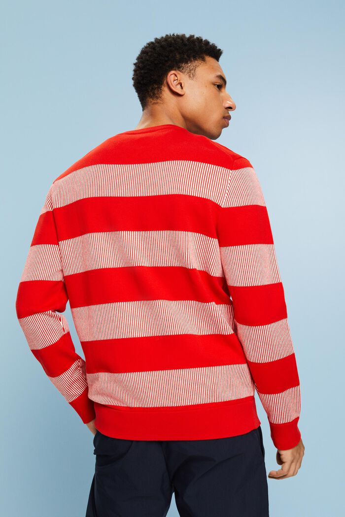 Gestreepte sweater van ribbreisel, RED, detail image number 2