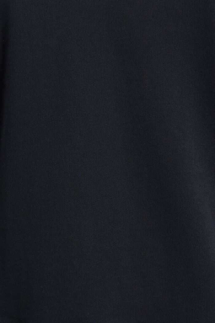 Hoodie van katoenen fleece met strepen, BLACK, detail image number 4