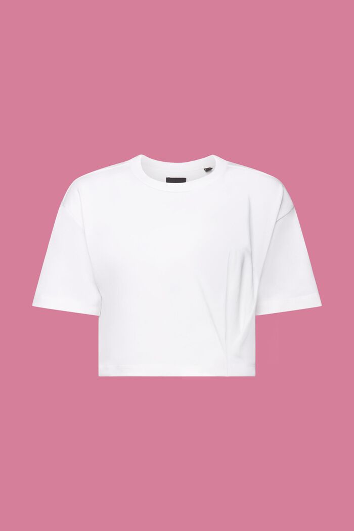 T-shirt de coupe raccourcie à encolure ronde en jersey, WHITE, detail image number 6