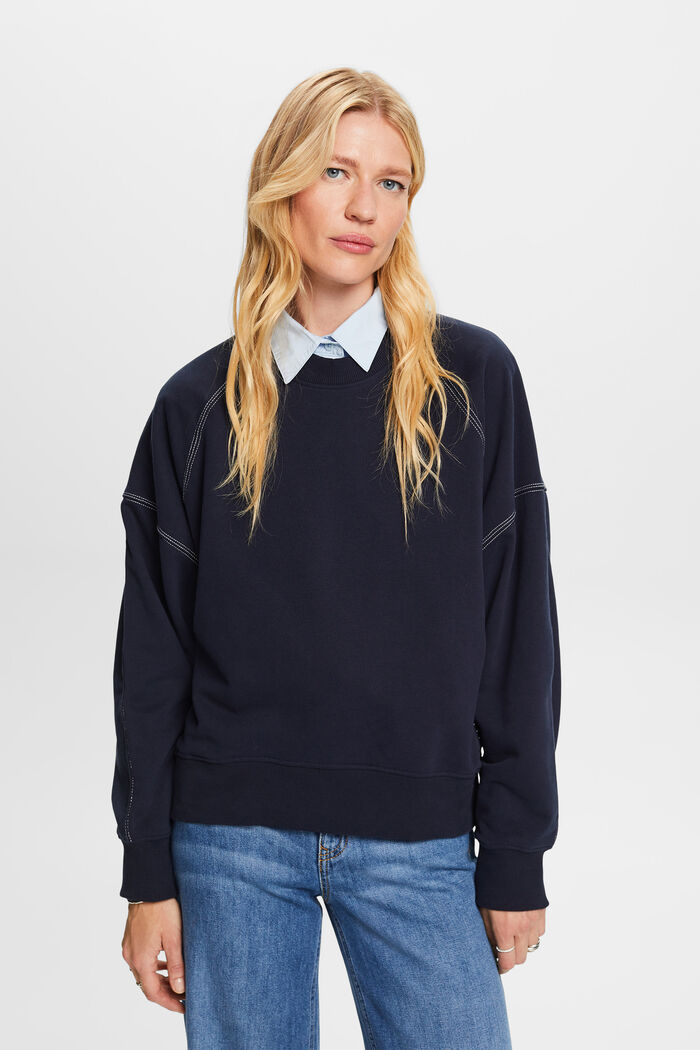 Gerecyceld: sweatshirt met ronde hals, NAVY, detail image number 0