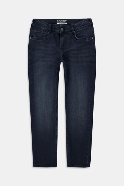 Jeans met verstelbare tailleband, BLUE DARK WASHED, overview