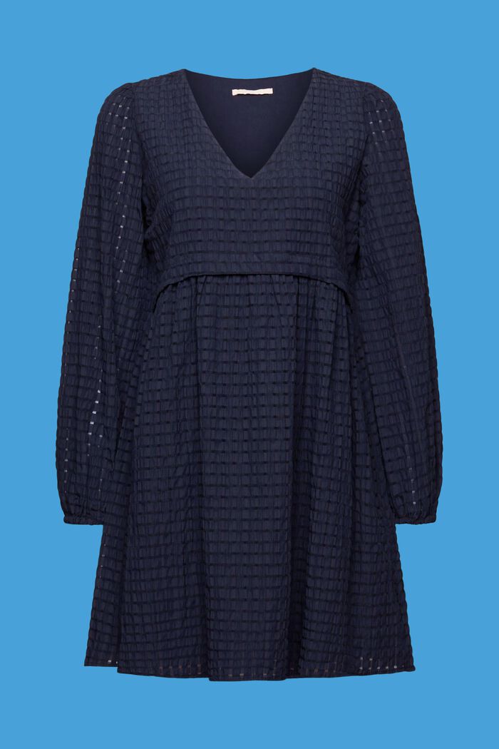 Gestructureerde mini-jurk met volants aan de zoom, NAVY, detail image number 6
