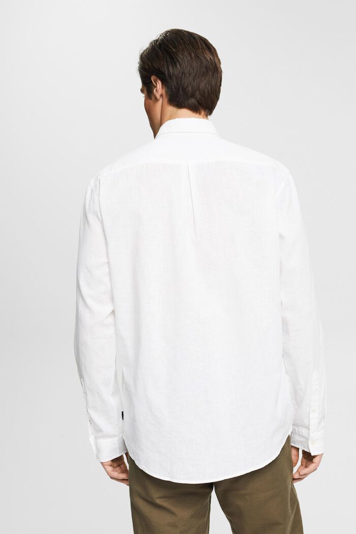 En lin mélangé : la chemise à la finition chinée, WHITE, detail image number 3