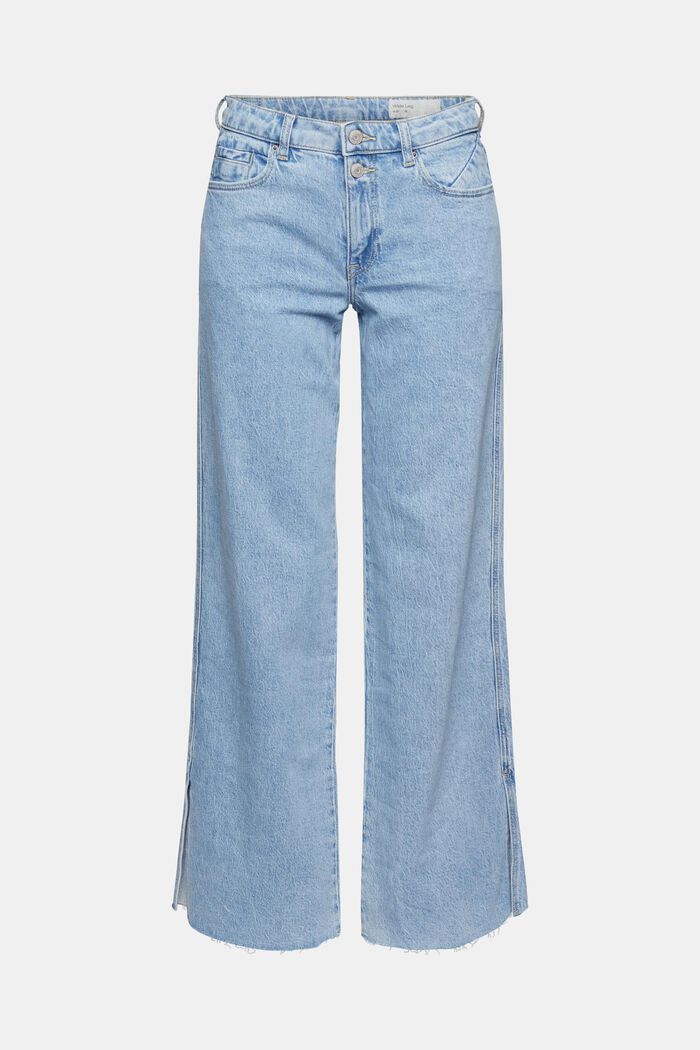Wide leg jeans van organic cotton, BLUE LIGHT WASHED, overview