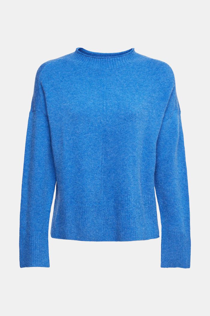 À teneur en laine : le pull-over duveteux à col droit, BRIGHT BLUE, detail image number 2