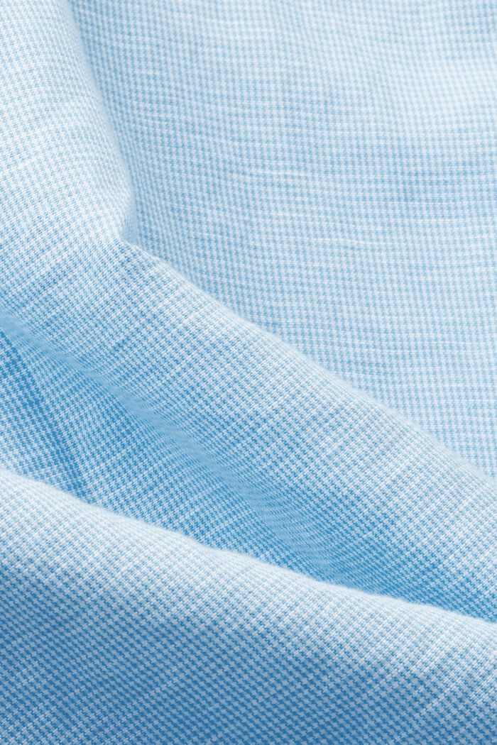 T-shirt à manches courtes en lin mélangé animé d’un motif pied-de-poule, TURQUOISE, detail image number 5