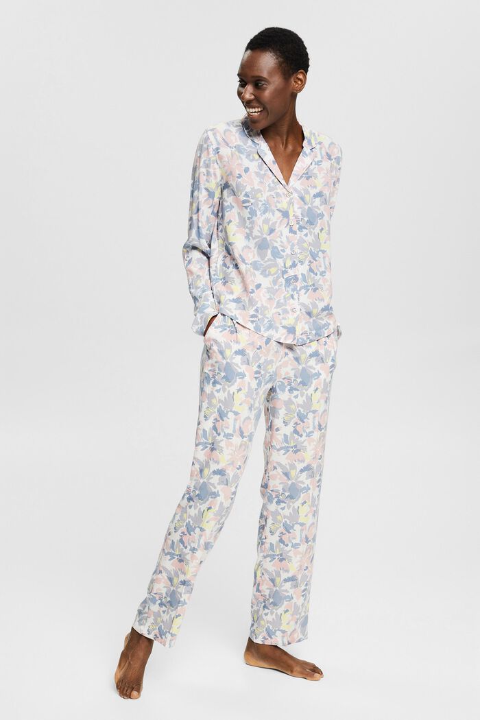 Pyjama orné d’un imprimé à fleurs, LENZING™ ECOVERO™, OFF WHITE, detail image number 0