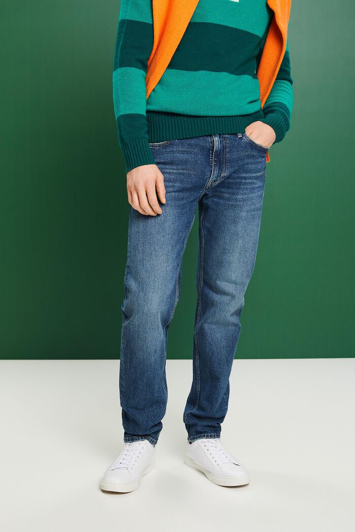 Rechtlijnige jeans met middelhoge taille, BLUE MEDIUM WASHED, detail image number 0