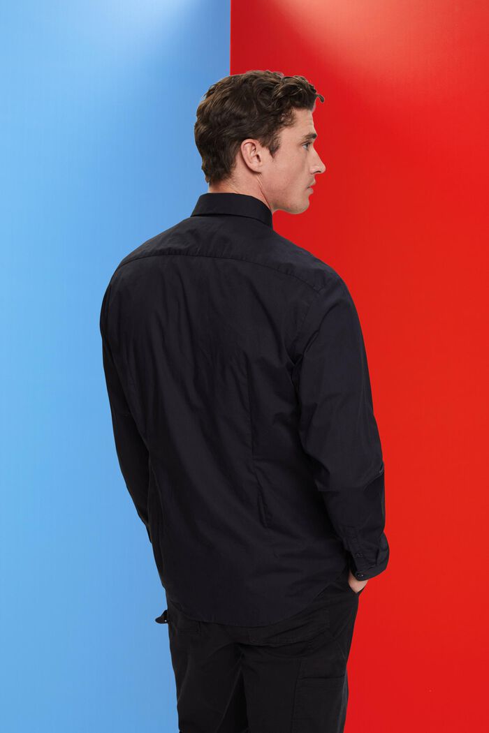 Slim fit katoenen overhemd, BLACK, detail image number 3