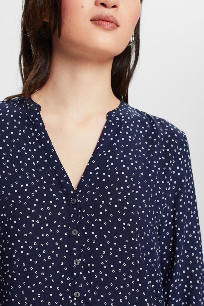 Henley blouse van LENZING™ ECOVERO™, NEW NAVY, detail image number 3
