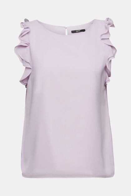Chiffon blouse met ruches, LAVENDER, overview