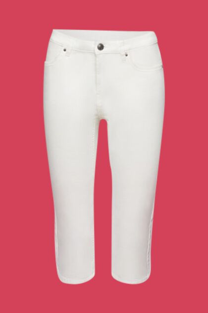 Mid rise capri jeans, WHITE, overview