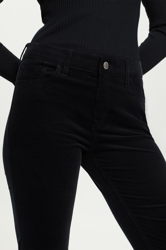 Pantalon slim en velours côtelé à taille mi-haute, BLACK, detail image number 2
