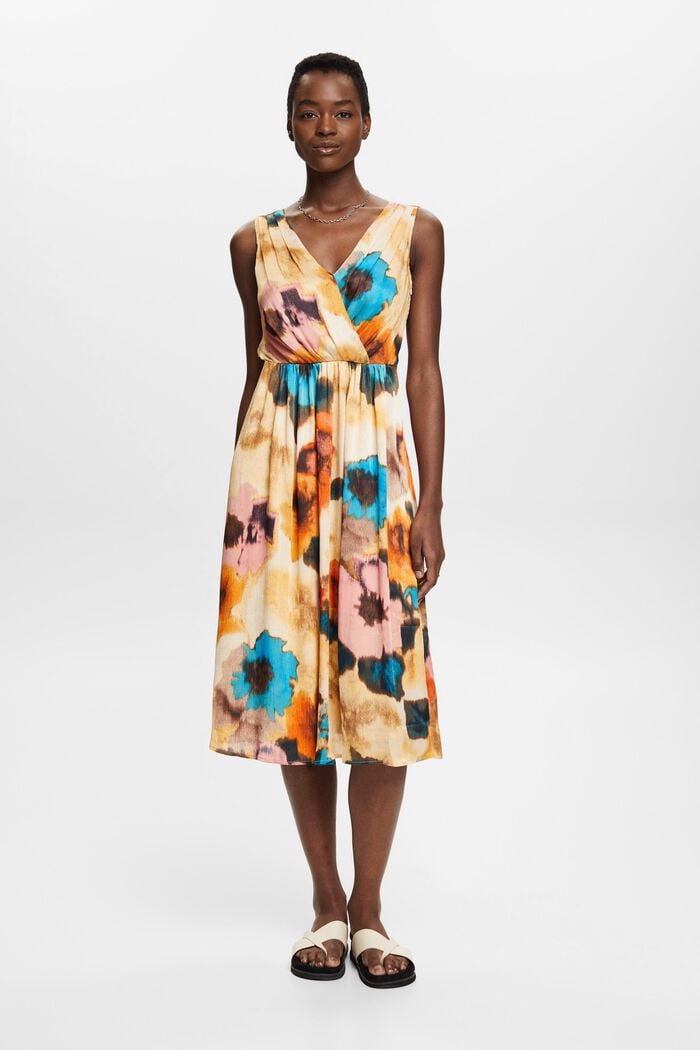 Midi-jurk met print all-over, TAUPE, detail image number 0