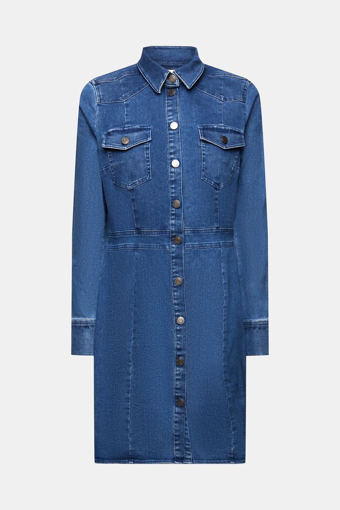 Mini-robe en jean de style chemise, BLUE MEDIUM WASHED, detail image number 5