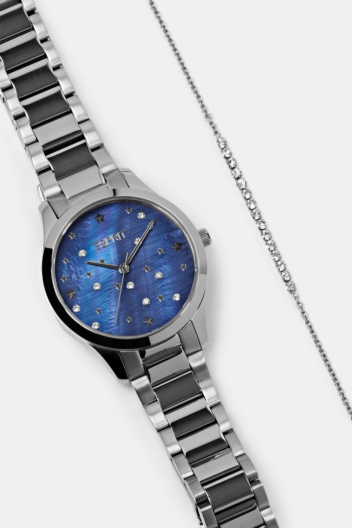 Edelstalen horloge-set met zirkonia, SILVER, detail image number 1