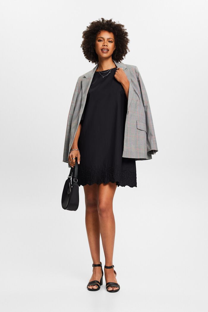 Mini-jurk met borduursel en klokmouwen, BLACK, detail image number 1