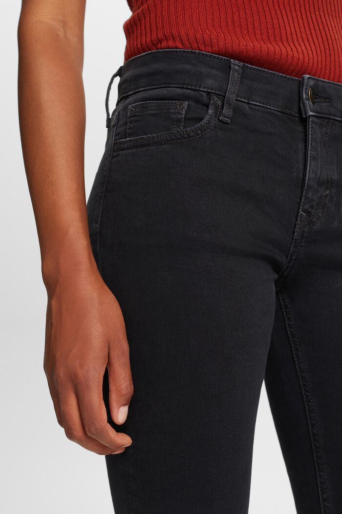 Gerecycled: skinny jeans met middelhoge taille, BLACK DARK WASHED, detail image number 2