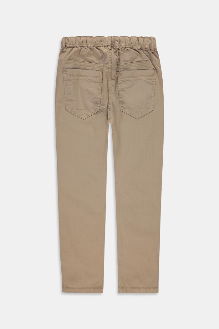 Pantalon à cordon de serrage à la taille, coton stretch, CAMEL, detail image number 1