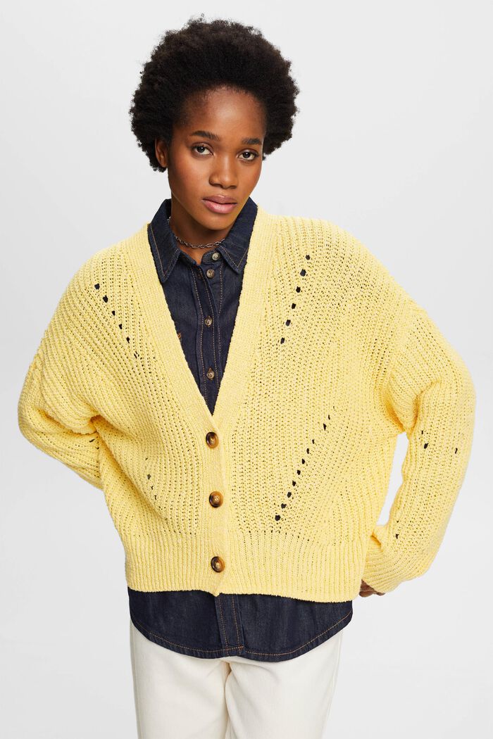 Cardigan en maille ample, LIGHT YELLOW, detail image number 0