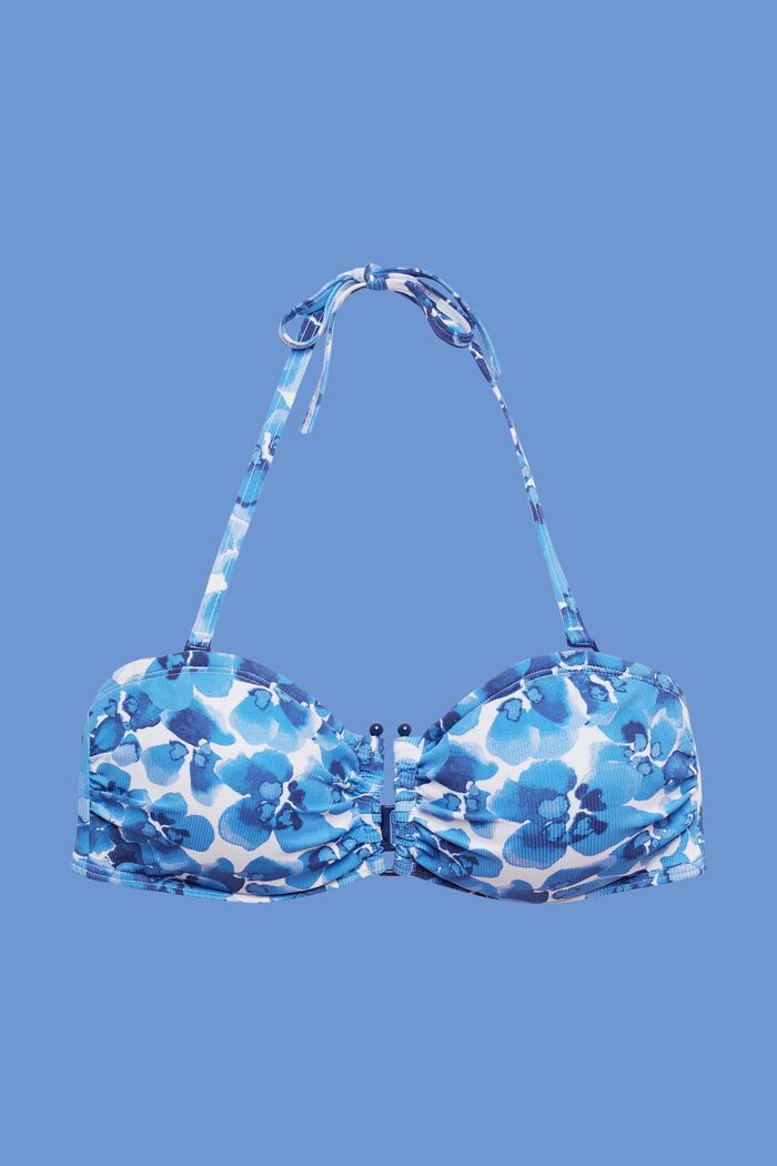 Gewatteerde bandeau-bikinitop met print, BLUE, detail image number 4