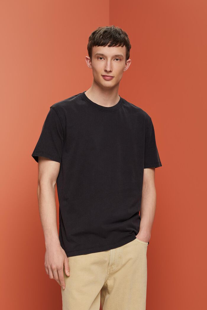 Garment-dyed jersey T-shirt, 100% katoen, BLACK, detail image number 0
