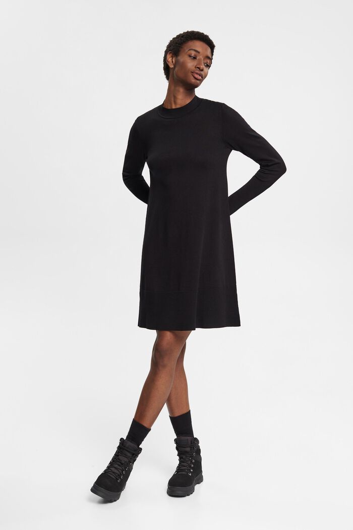 Gebreide mini-jurk, BLACK, detail image number 0