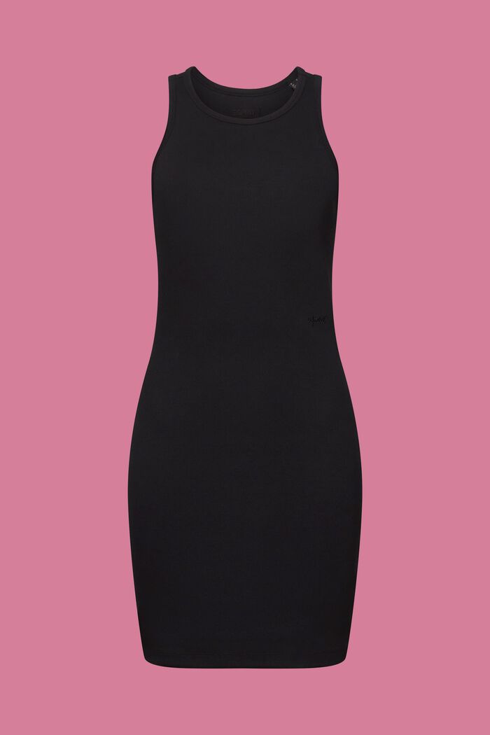 Geribde jurk van jersey, BLACK, detail image number 6