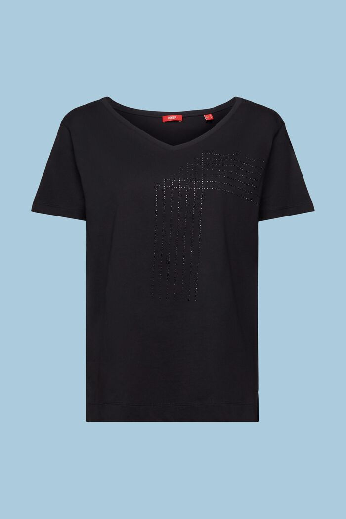 T-shirt van jersey met stras, BLACK, detail image number 6