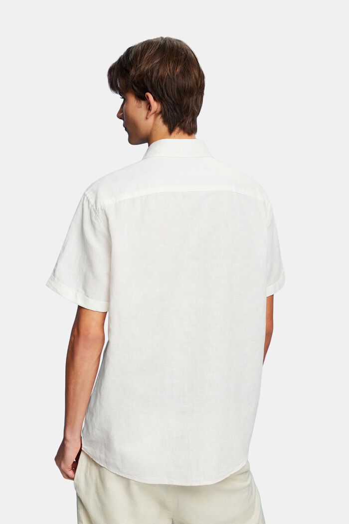 Shirt met korte mouwen van een linnen-katoenmix, OFF WHITE, detail image number 3