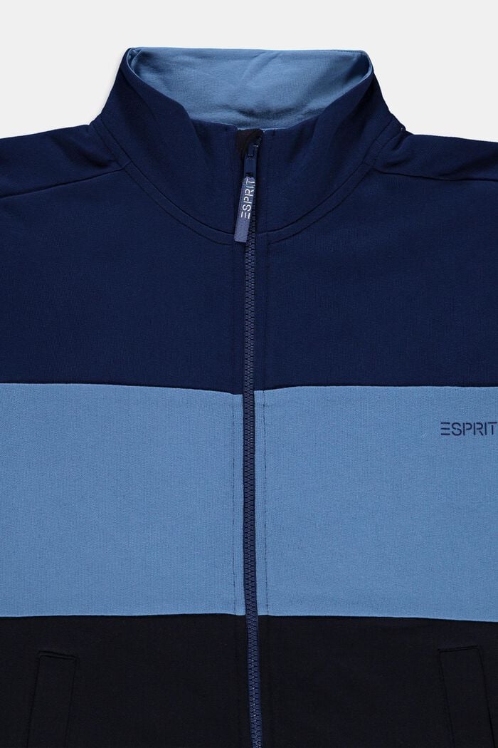 Cardigan zippé au look colour blocking en coton, BLUE, detail image number 2