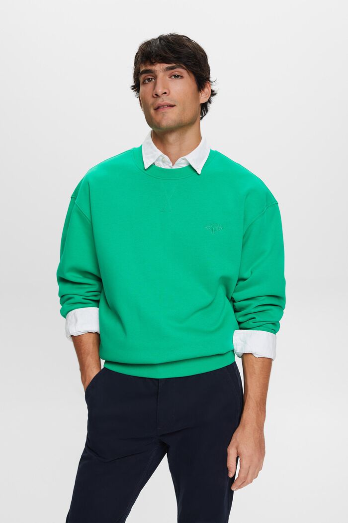 Sweatshirt met logoborduursel, GREEN, detail image number 0