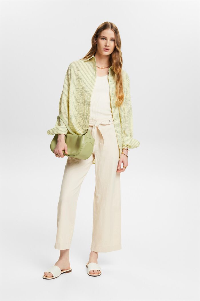 Jupe-culotte cropped en coton et lin, CREAM BEIGE, detail image number 1